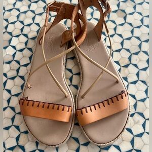 Ancient Greek Sandals Lola Whipstitched Leather Espadrille - Tan